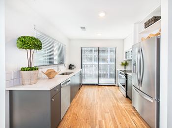 Apartment kitchen, at Deca Apartments, South Carolina, 29601